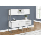 Monarch Specialties 72" L Office Credenza - Storage - White Laminate - Silver Metal-An easy to assemble cabinet with fully illustrated instructions and a 5 year limited warranty against defects for peace of mind