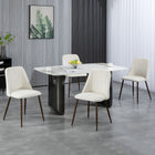 HOMCOM Dining Chairs in Velvet Accent - Cream White - Set of 4-Channel quilted velvet-feel upholstery is super soft to the touch