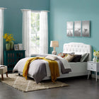 Modway Amelia Upholstered Fabric Queen Bed - White-Soft Polyester Fabric Upholstery