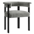 Modway Imogen Fabric Upholstered Barrel Dining Chairs - Heathered Weave Grey/Black - 2 Pack-Assembly Required 