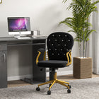 Vinsetto Vanity Office Chair with Button Tufted Backrest and Arms - Black-Button-tufted back with decorative plastic crystals adds a touch of elegance
