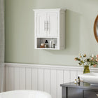kleankin Bathroom Wall Cabinet with Shelf - White-Adjustable shelf allows you to store larger items, without worrying if they will fit