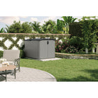 Suncast Glidetop Horizontal Shed - 98 cu.ft. - Dove Grey-All weather construction provides water resistance and UV protection.