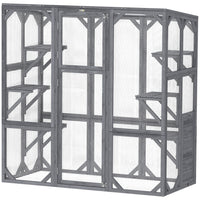 PawHut Outdoor Catio Cat Enclosure with 6 Platforms with Weatherproo Roof - Grey-Easy assembly, setup completes in 40-60 minutes 