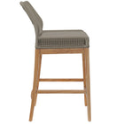 Modway Wellspring Outdoor Patio Teak Wood Bar Stool - Light Gray Greige-Removable Seat Cushion