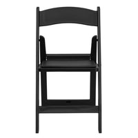 Flash Furniture HERCULES Black Resin Folding Chair with Black Vinyl Padded Seat - 4 Pack-Set of 4 Resin Folding Chairs