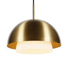 Hudson&Canal Octavia 15.75" Wide Pendant with Metal/Glass Shade - Brass/Brass and White-Includes an adjustable 8 ft. cord
