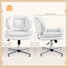 HOMCOM Criss Cross Armless Office Chair - White-Electroplated metal base and anti-slip feet for stability