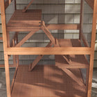 PawHut Catio 34" L Outdoor Cat House on Wheels - Orange-Made of fir wood with a weather-resistant asphalt roof 