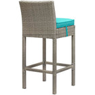 Modway Conduit Outdoor Patio Wicker Rattan Bar Stool - Light Gray Turquoise-Synthetic PE Rattan Weave