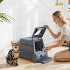 PawHut 80L Stainless Steel Cat Litter Box - Dark Grey-Spacious 80L inner comfortably accommodates large cats and multi-cat homes 