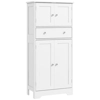 HOMCOM 50.5" H Kitchen Pantry Cabinet with Doors and Adjustable Shelf - White-Recessed doors with silver handles exudes modern charm 
