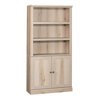 Sauder 5-Shelf Bookcase - Pacific Maple-Multi-room storage: this functional bookcase with doors can meet your storage needs in a variety of rooms: living room, office, kitchen, craft, or bathroom