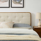 Modway Bridgette Wood Queen Platform Bed with Splayed Legs - Walnut Beige-Wood Slat Support System