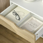 HOMCOM Bedside Table with Drawer and Shelf - White - Set of 2-Four solid wood legs offer a stable base