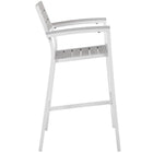 Modway Maine Outdoor Patio Bar Stool - White Light Gray-Light Gray Synthetic Wood Slats