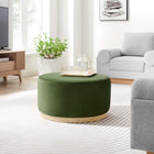 Modway Tilden Large 29" Round Performance Velvet Upholstered Ottoman - Moss Green/Natural-Dense Foam Padding