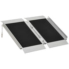 HOMCOM 2' Portable Wheelchair Aluminum Threshold Ramp - Black-Lengthening tailboard design makes this threshold ramp more steady when in use 