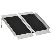 HOMCOM 2' Portable Wheelchair Aluminum Threshold Ramp - Black-Lengthening tailboard design makes this threshold ramp more steady when in use 