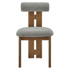 Modway Torian Boucle Fabric Dining Chair - Walnut Light Grey - Set of 2-9