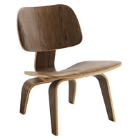 Modway Fathom Wood Lounge Chair - Walnut-Mid-Century Modern Accent Chair