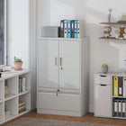 HOMCOM Metal Storage Cabinet with Locks - White-Smooth ball-bearing slides ensure the drawer glides open and shut with ease every time