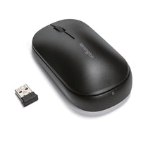 Kensington SureTrack Dual Wireless Mouse - Black-Provides multiple pairing options - connect to a laptop or mobile smart device via Bluetooth 3.0 or 5.0 (Bluetooth LE) to save a valuable USB port, or to a desktop PC via the 2.4GHz USB-A Nano dongle
