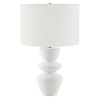 Hudson&Canal Cassian 25" Tall Table Lamp with Fabric Shade - Matte White/Brass/White-Modern and contemporary design for your living room, workspace, or bed side table