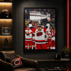 Frameworth Nikolaj Ehlers 20" H x 29" W Framed Canvas Carolina Hurricanes 2026 Stanley Cup Champions Framed - Officially Licensed NHL/NHLPA-Finished size 22.5" x 31.5": Vertical framed display sized for living rooms, offices, fan caves, and sports rooms