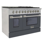 Kucht 48" KDF Series Pro Style Propane Ready Dual Fuel Range - Stainless Steel/Cement Grey-Full stainless steel finish with a professional handle and classic silver metal control knobs for a premium, durable look