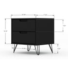 Manhattan Comfort Rockefeller 20.08" Mid-Century Modern 2-Drawer Nightstand - Black-Includes 2 Spacious Drawers With Simple .75 Gliding Mechanism