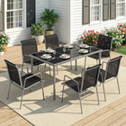 Outsunny 7 Piece Garden Dining Set with 6 Stackable Chairs - Black-Adjustable back - from 0 to 180 degrees to meet your requirements for great comfort