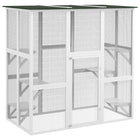 PawHut 71" L Outdoor Catio Cat Enclosure with Asphalt Roof and Jumping Platforms - White-Fully enclosed wooden cat outdoor enclosure can house multiple animals 