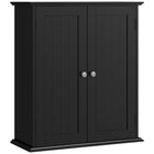 HOMCOM Medicine Cabinet with Adjustable Shelf and 2 Doors - Black-Wall-mounted design saves valuable floor space in any room