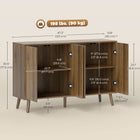 HOMCOM 47.2" L Sideboard Buffet Cabinet with Storage - Brown-Particleboard frame and five pine wood legs support up to 198 lb. (90 kg)