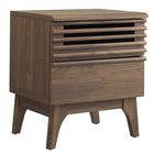 Modway Render Nightstand - Walnut-Mid-Century Bedside Table
