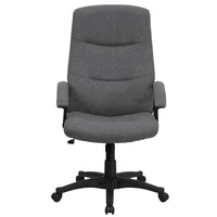 Flash Furniture High Back Grey Fabric Executive Swivel Chair with Two Line Horizontal Stitch Back & Arms-Contemporary Office Chair