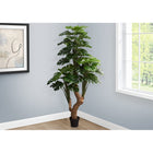 Monarch Specialties 83" Artificial Indoor Monstera Tree - Black Pot-This artificial plant features 51 realistic, real-touch green leaves jutting from a unique trunk base with faux bark details