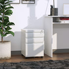Vinsetto 3-Drawer Steel Letter/A4 Filing Cabinet with Lock & Wheels - White-Central locking system keeps documents safe with a single turn of the key   
