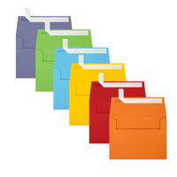 JAM Paper A6 Coloured Invitation Envelopes with Peel and Seal Closure - 4-3/4" x 6-1/2" - Assorted Primary Colours - 150 Pack-Colours: Blue, Red, Orange, Green, Purple, Yellow