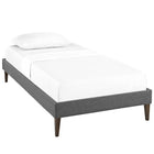 Modway Sharon Fabric Twin Bed Frame with Squared Tapered Legs - Grey-Non-Marking Foot Glides