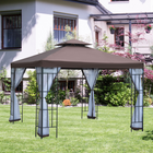 Outsunny 10 ft W x 10 ft L Garden Gazebo Outdoor Sunshade Portable with Screen - Coffee-Double tiered top ensures excellent air circulation and keeps inside cool and comfortable