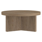 Hudson&Canal Holm 32"W Round Coffee Table - Antiqued Grey Oak-Features easy assembly
