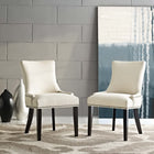 Modway Marquis Fabric Dining Side Chair - Beige - 2 Pack-Black Rubberwood Legs