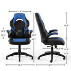 Emerge Vortex Bonded Leather Gaming Chair - Black/Blue-Flip-up adjustable arm with dimensions: 28.3"-32.1"H x 21.7"W