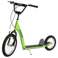 Aosom Kids Scooter with Adjustable Handlebar, Front and Rear Dual Brakes - Green-Help your child improve their sense of balance and build up strength 