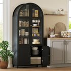 HOMCOM 71" H Tall Arched Kitchen Pantry Cabinet - Black-Spacious upper cabinet and lower cabinet ensure clutter-free organization 