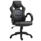HOMCOM Racecar Style Office Chair - Grey-Comfortable design with soft PU leather, padded seat providing extra comfort