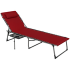 Outsunny Folding Lounge Chair - 5-Level Sun Tanning Chair - Red-Enjoy meals outdoors with a spacious 180×77 cm table and eight chairs