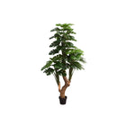 Monarch Specialties 83" Artificial Indoor Monstera Tree - Black Pot-Lifelike, potted artificial Monstera tree stands at an impressive 83" tall, and firmly fixed in a sleek 8 inch plastic black pot, perfect for adding a touch of greenery to any indoor space